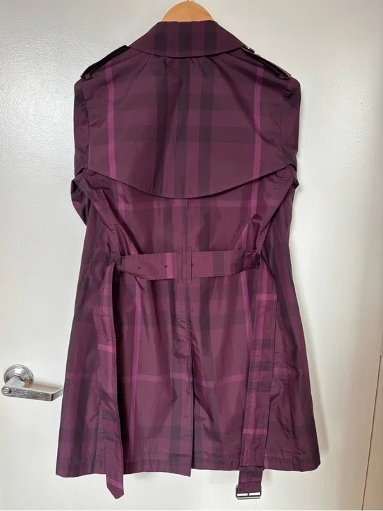 Rare Burberry Brit Plum Purple Novacheck Trench Coat - Picture 4 of 6